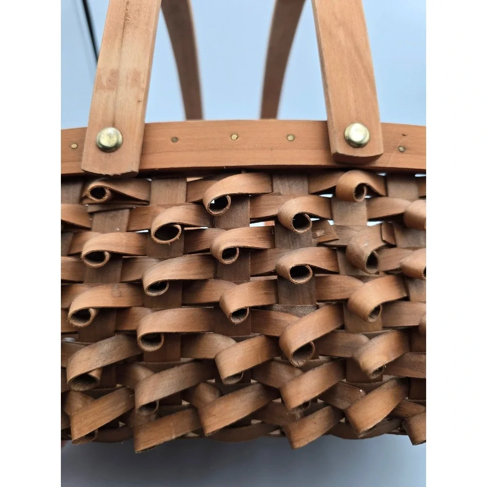 Unbranded‎ Woven Wood Curly Shaggy Basket Brown Good Farmhouse Decor 12x10x6